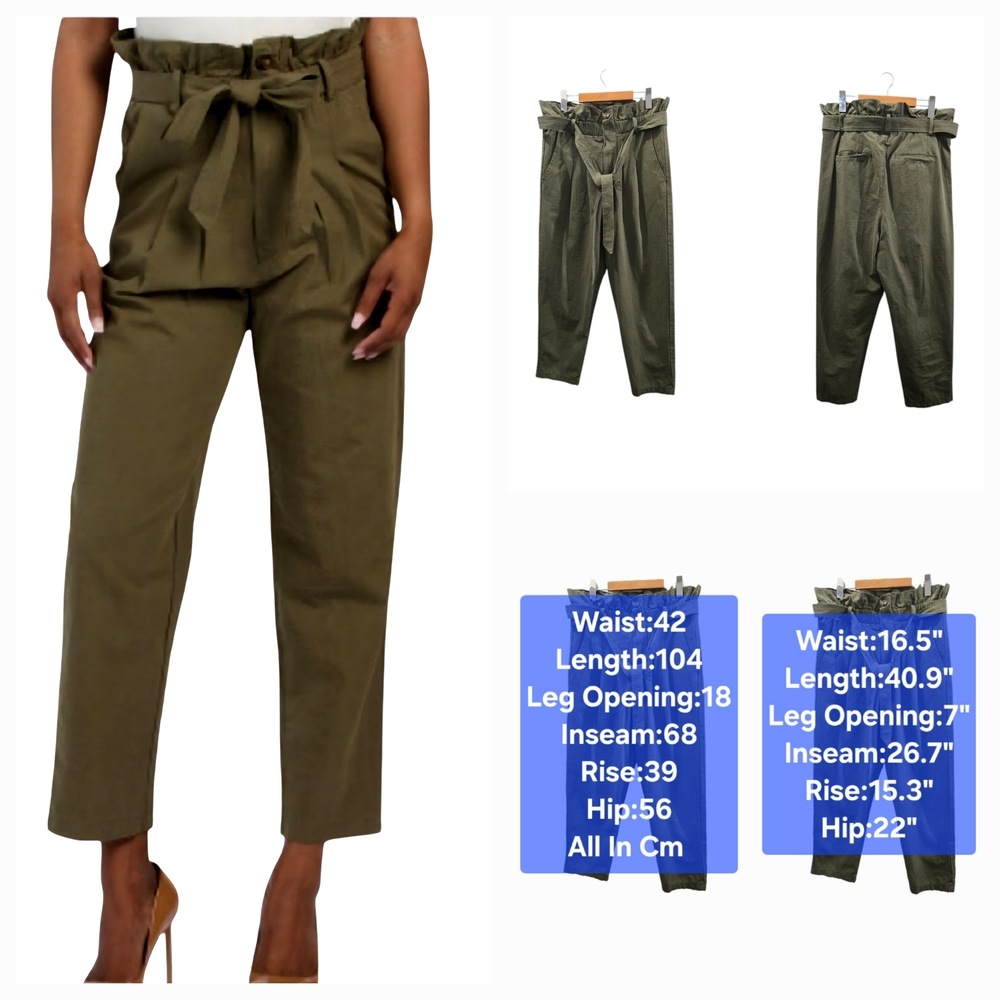 7 For All Mankind Olive Green Ankle Cropped Pants